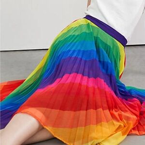 Anthropologie Multicolor Pleated Midi Skirt